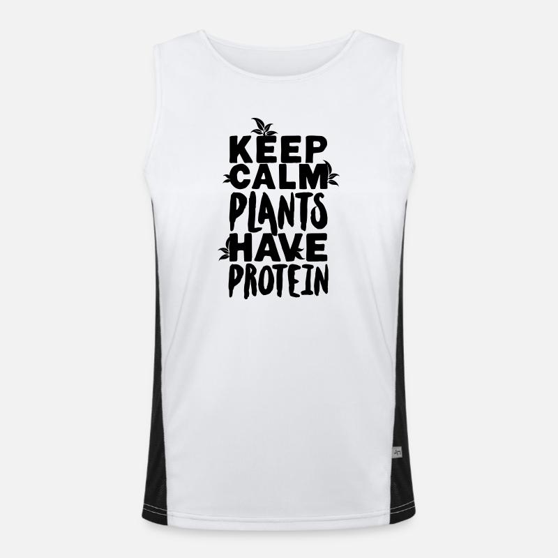 Keep calm plants have protein Funktionelles Kontrast-Tank Top für Männer 