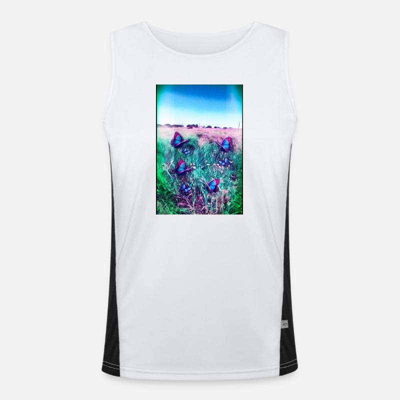 Blaue Schmetterlinge Funktionelles Kontrast-Tank Top für Männer 