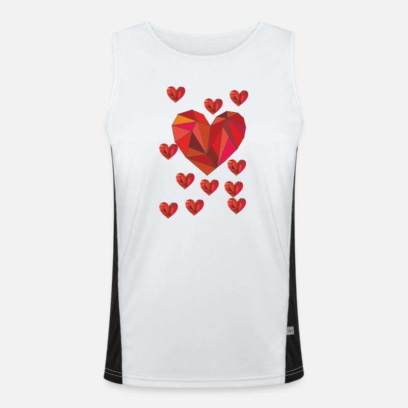 Geometric heart pattern in warm red Men's Functional Contrast Tank Top 