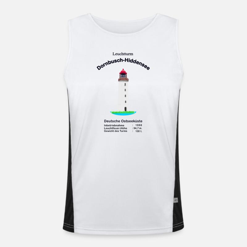 Leuchtturm Dornbusch, Insel Hiddensee, Ostsee Funktionelles Kontrast-Tank Top für Männer 