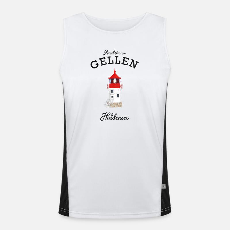 Hiddensee, Leuchtturm Gellen, Poster Funktionelles Kontrast-Tank Top für Männer 
