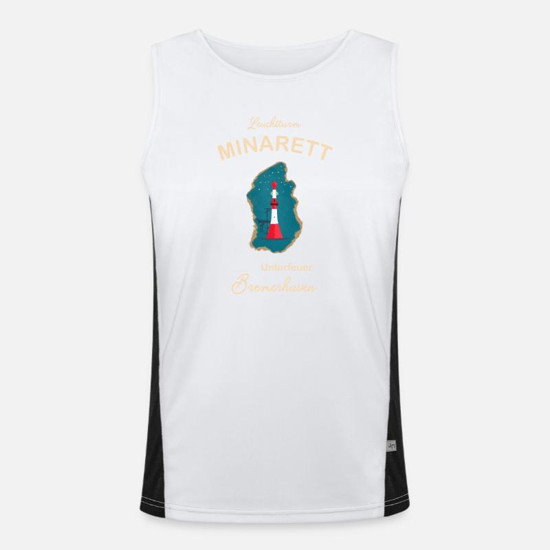 Bremerhaven, lighthouse underfire, minaret, - Men's Functional Contrast Tank Top  - white/black