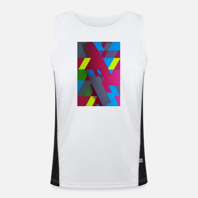 Neon Geometric Triangle Composition Men's Functional Contrast Tank Top 