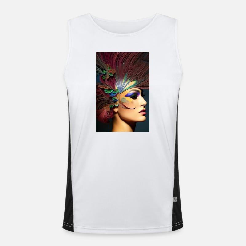 Abstrakte Gesichts Kunst Funktionelles Kontrast-Tank Top für Männer 