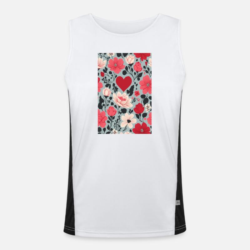 Hearts and Flowers Pattern Men's Functional Contrast Tank Top 