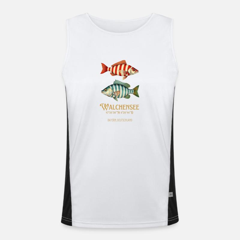 Walchensee Germany nautical striped fish Men's Functional Contrast Tank Top 