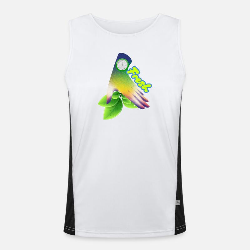 Fresh Gradient Leaf Clock Design - Men's Functional Contrast Tank Top  - white/black