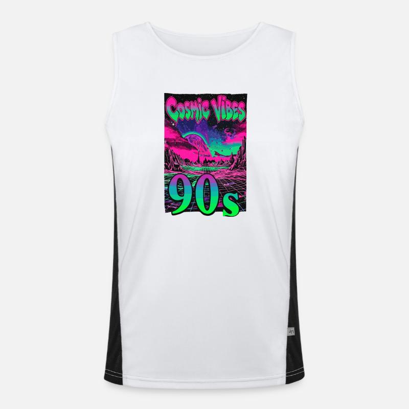 Cosmic Vibes 90s Retro Neon Men's Functional Contrast Tank Top 