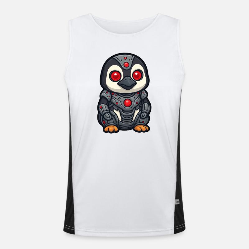 Penguin Robot Cyborg Sci-Fi Vision of the Future Men's Functional Contrast Tank Top 