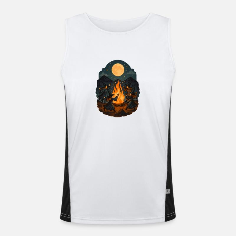 Witch Dance at Full Moon – Magic Fire Ritual Men's Functional Contrast Tank Top 