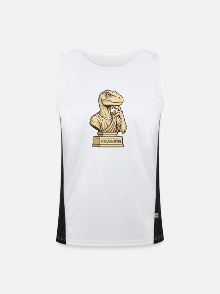 Philosoraptor - Funktionelles Kontrast-Tank Top für Männer - Weiß/Schwarz