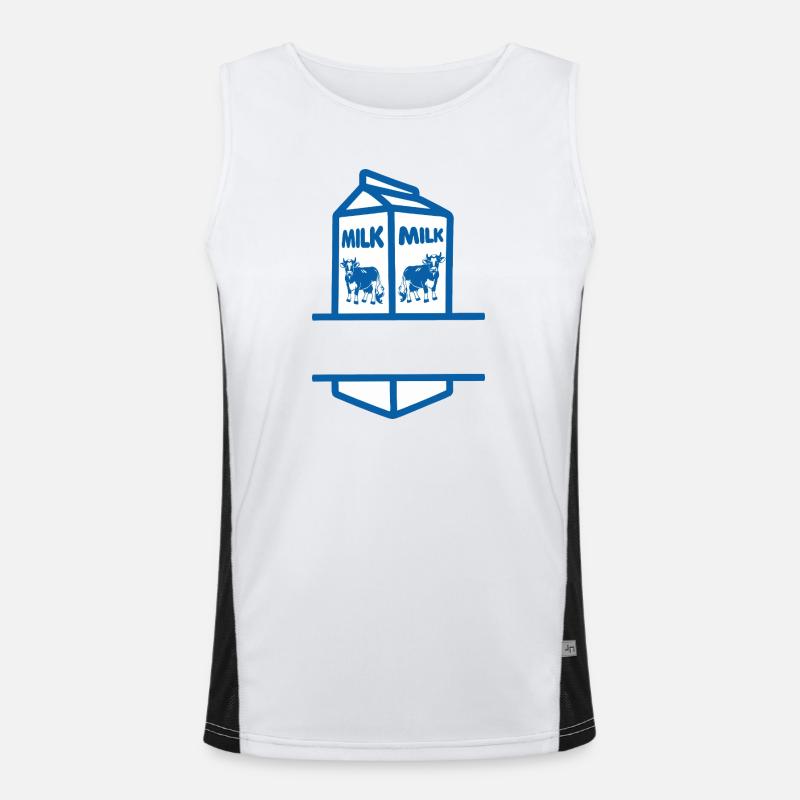 Blauer Milchkarton mit Kuh-eigenem Text Funktionelles Kontrast-Tank Top für Männer 