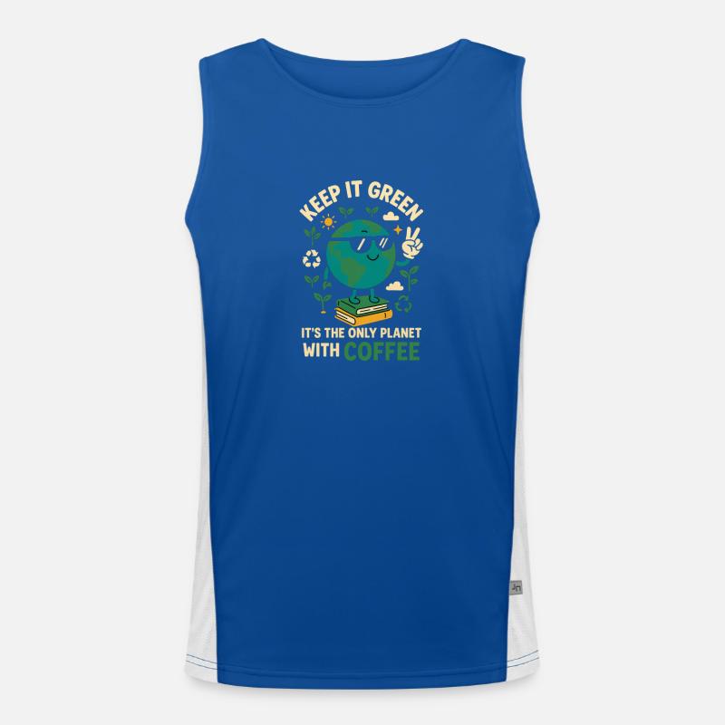 Keep it green – nur hier gibt’s Kaffee Funktionelles Kontrast-Tank Top für Männer 