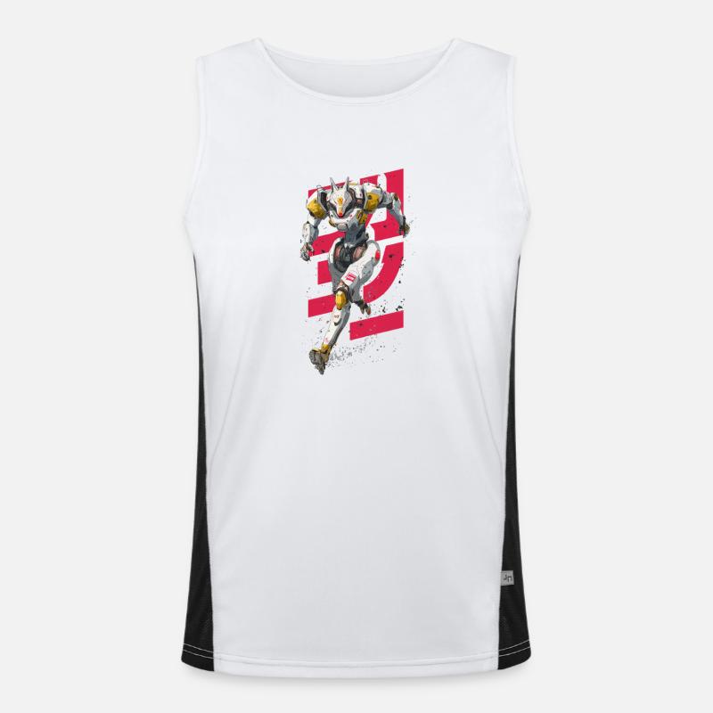 Futuristischer Wolf-Kampfroboter Funktionelles Kontrast-Tank Top für Männer 