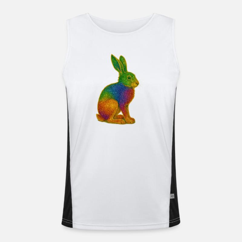 Regenbogen Hase mit Glitzereffekt Funktionelles Kontrast-Tank Top für Männer 