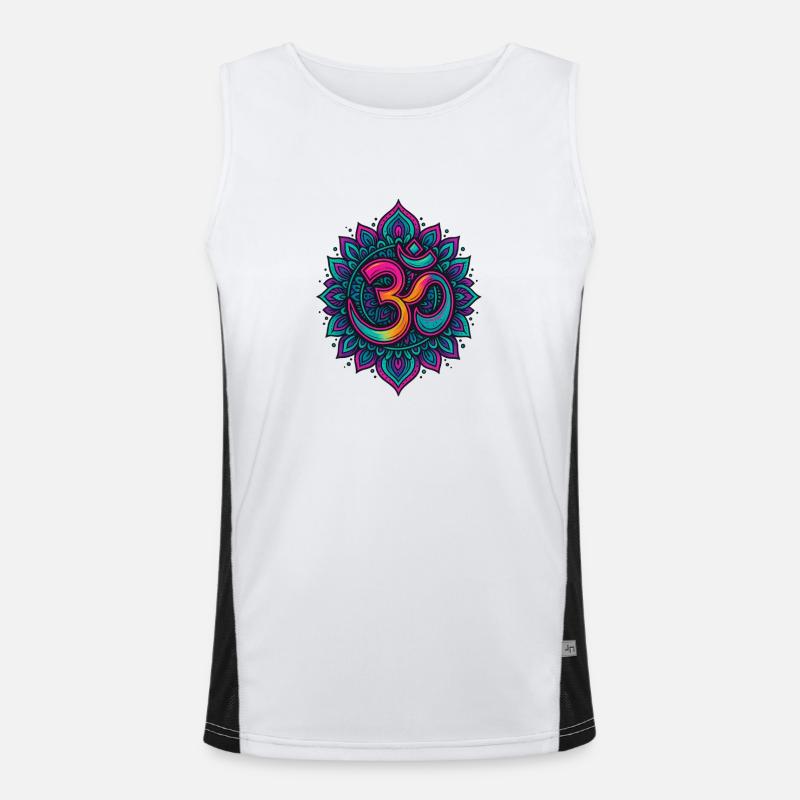 Psychedelisches Om Goa Mandala Funktionelles Kontrast-Tank Top für Männer 