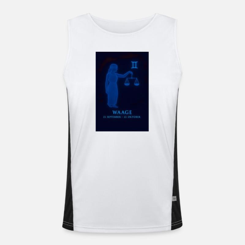 Waage Sternzeichen mit Justitia-Symbol Funktionelles Kontrast-Tank Top für Männer 