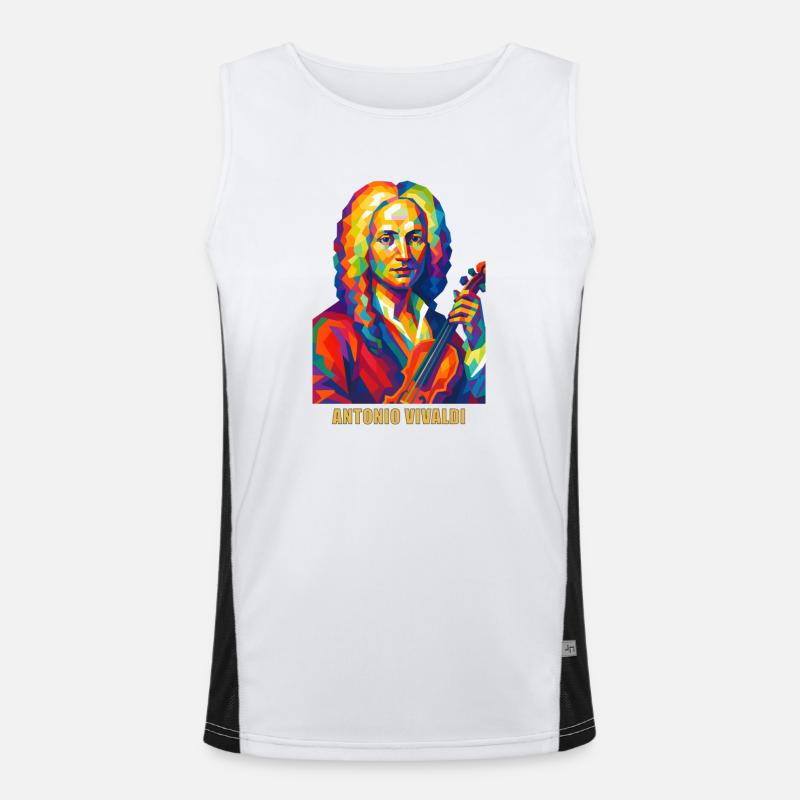 Vivaldi Portrait in Farbvielfalt Funktionelles Kontrast-Tank Top für Männer 