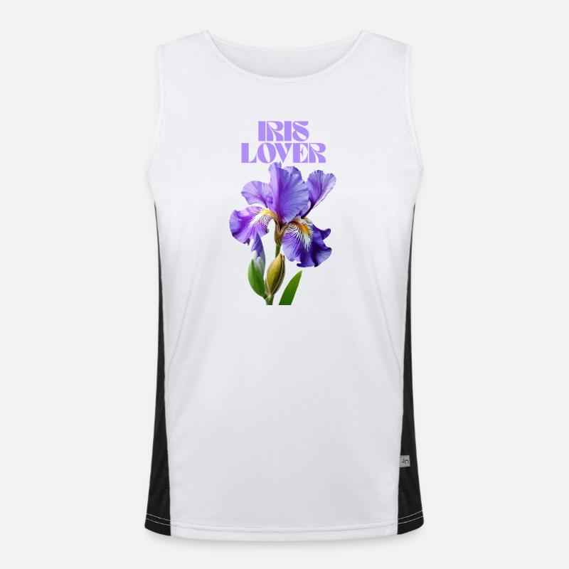 Fleur d’iris violet design botanique Débardeur respirant contrasté Homme 