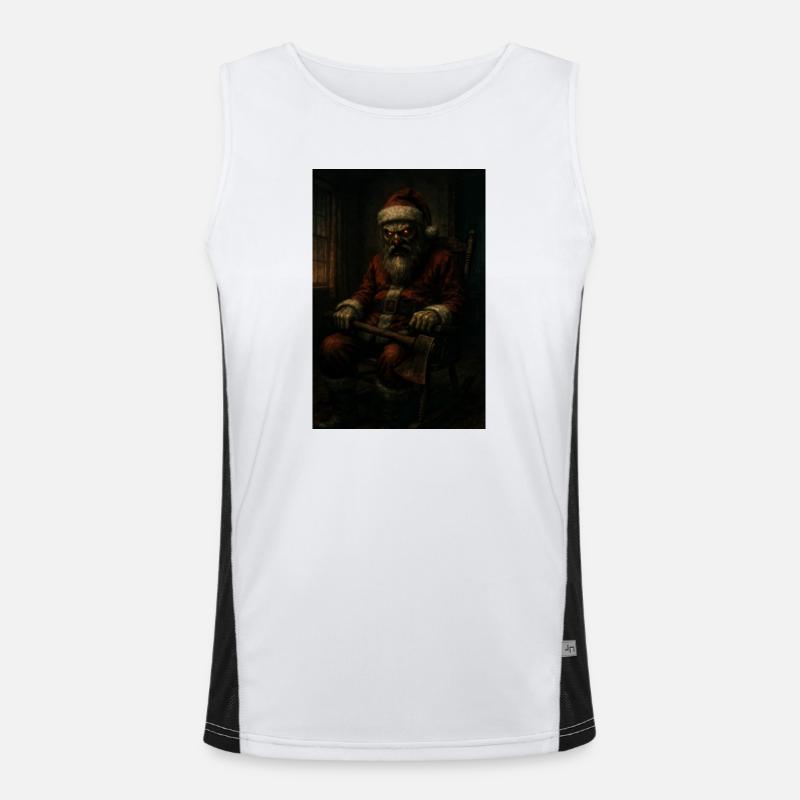 Dunkler Weihnachtsmann mit Axt Funktionelles Kontrast-Tank Top für Männer 