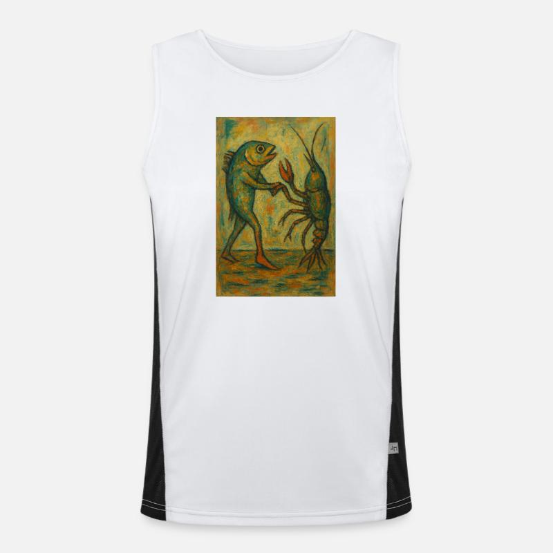 Abstrait Danse du poisson Impression d’art Débardeur respirant contrasté Homme 