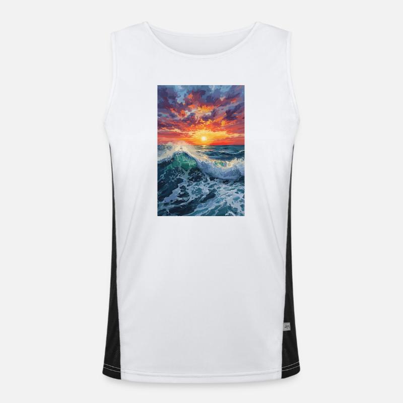 Sunset over the sea Men's Functional Contrast Tank Top 