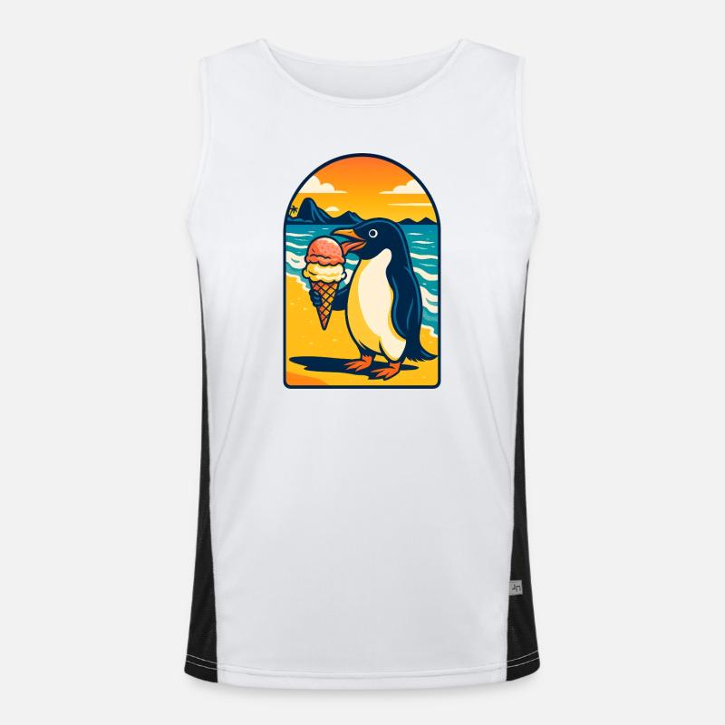 Penguin Icecream Sunset Men's Functional Contrast Tank Top 