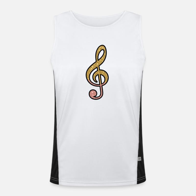 Gold glitter clef Men's Functional Contrast Tank Top 