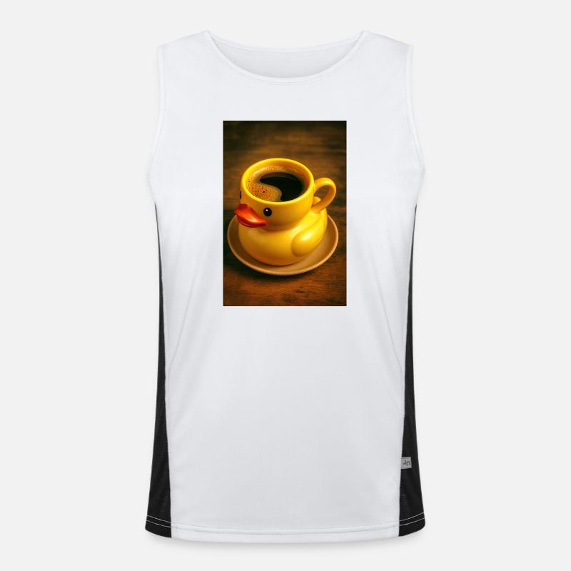 Badeente als Kaffeetasse Funktionelles Kontrast-Tank Top für Männer 