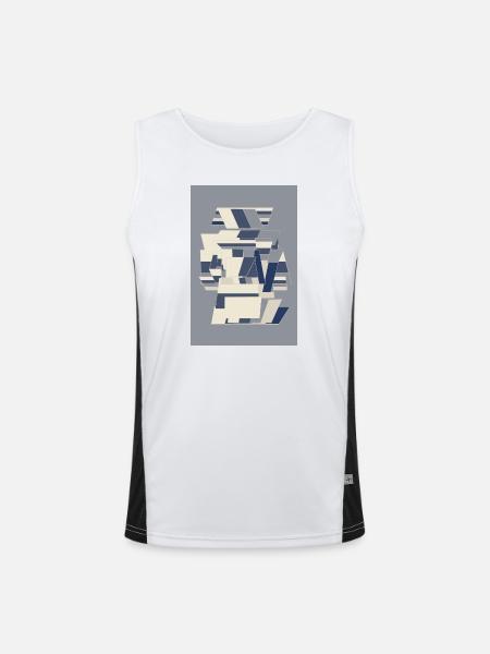 Blue Robot Warrior - Men's Functional Contrast Tank Top  - white/black
