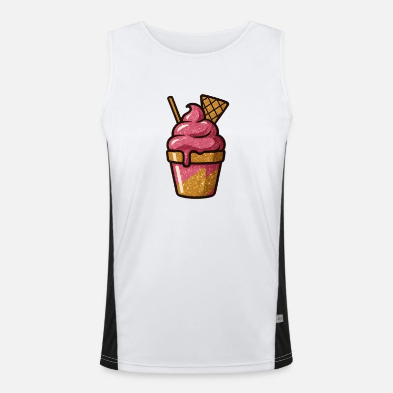 Pink Glitzer Eiscreme Becher Men's Functional Contrast Tank Top 