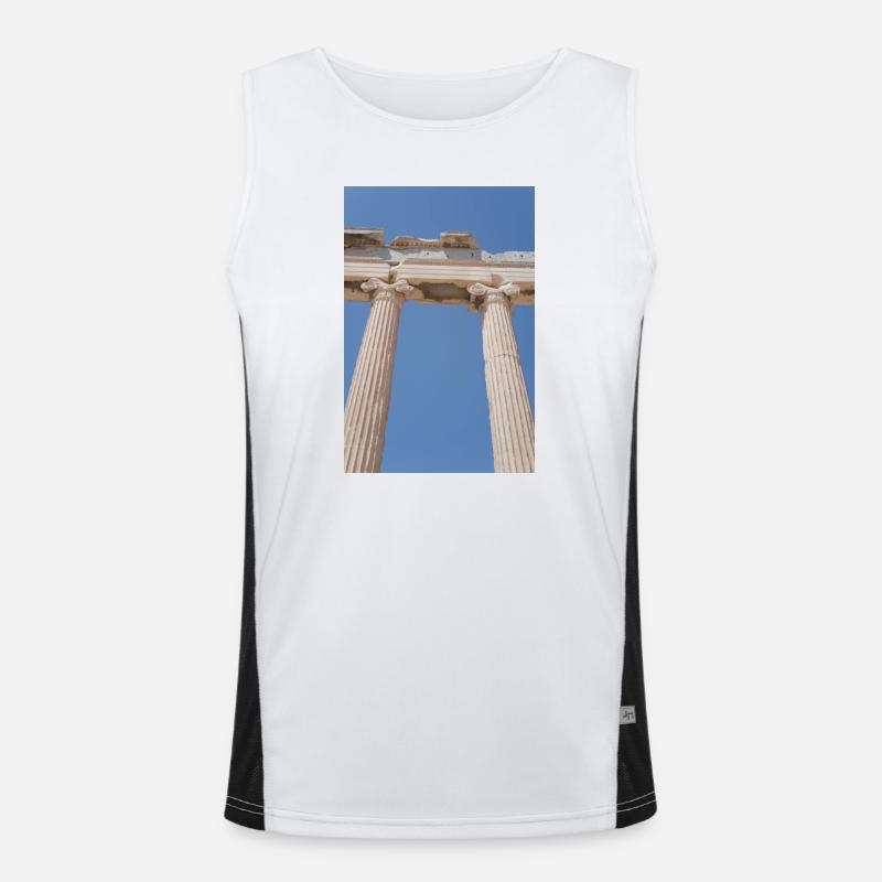 Ancient columns under blue sky, Acropolis - Men's Functional Contrast Tank Top  - white/black