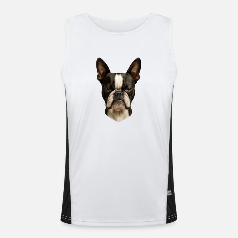 Boston Terrier Head Portrait Men's Functional Contrast Tank Top 