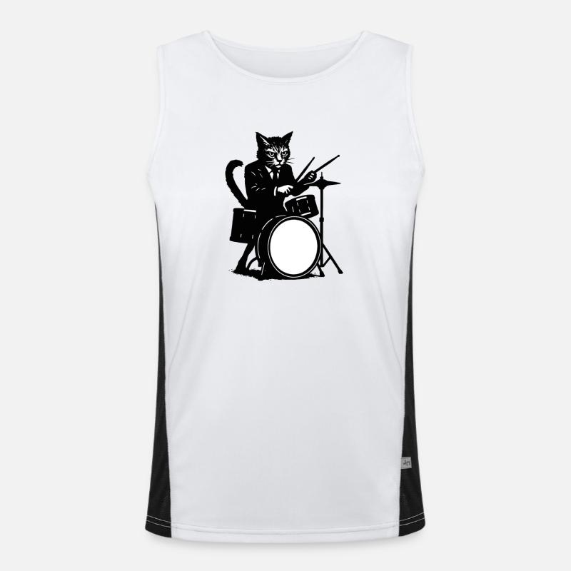 Katzendrummer im Smoking Funktionelles Kontrast-Tank Top für Männer 
