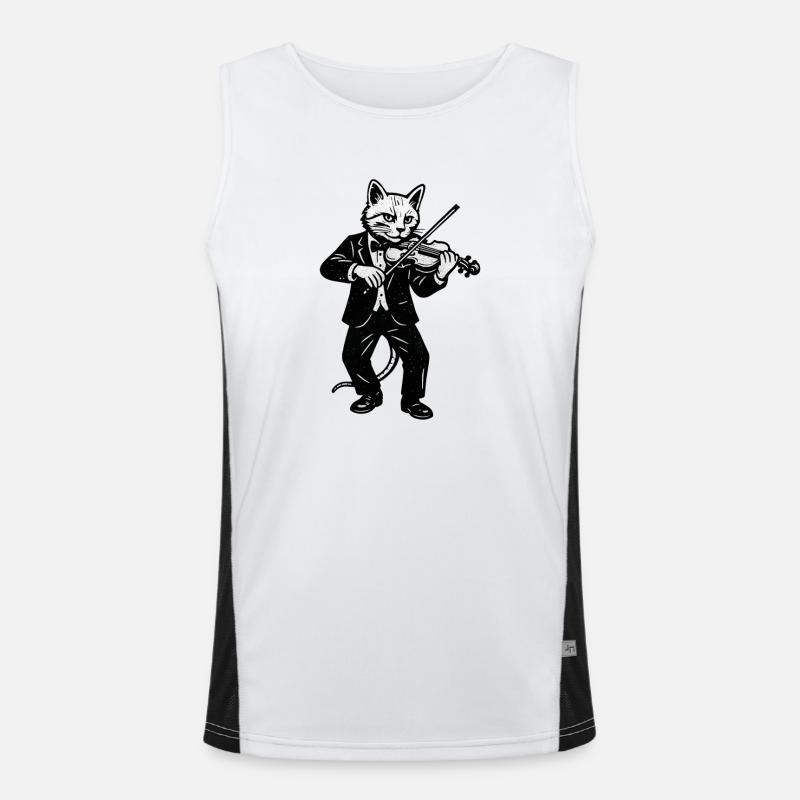 Chat violoniste en costume élégant Débardeur respirant contrasté Homme 