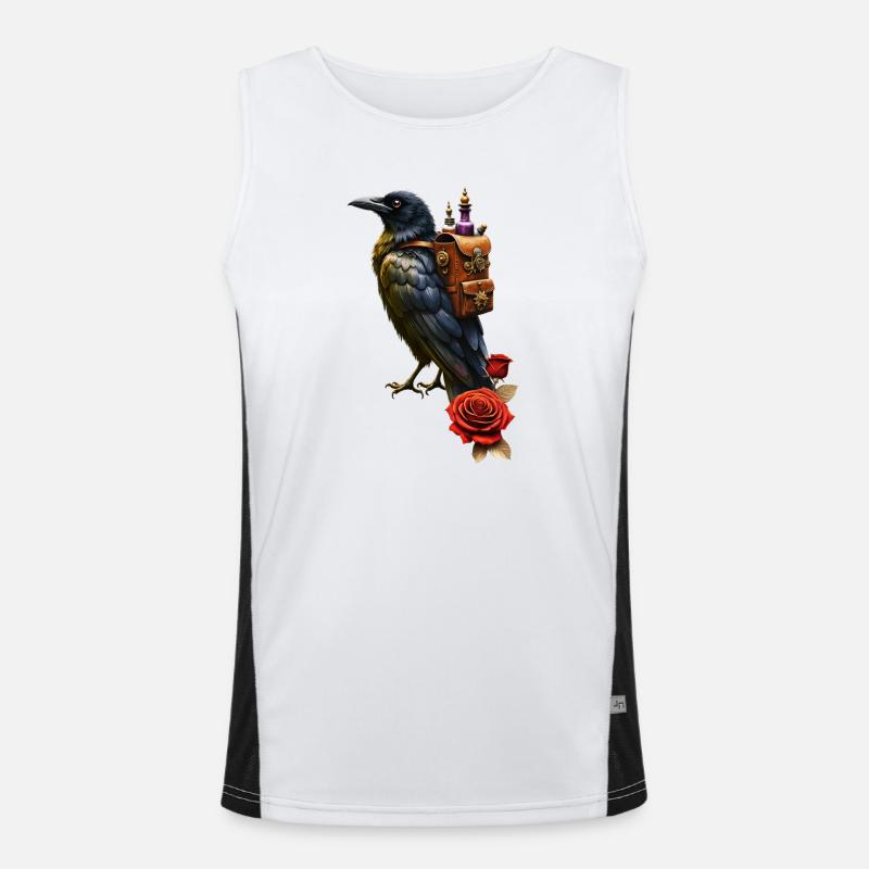 Steampunk Raven with Alchemy Backpack Men's Functional Contrast Tank Top 