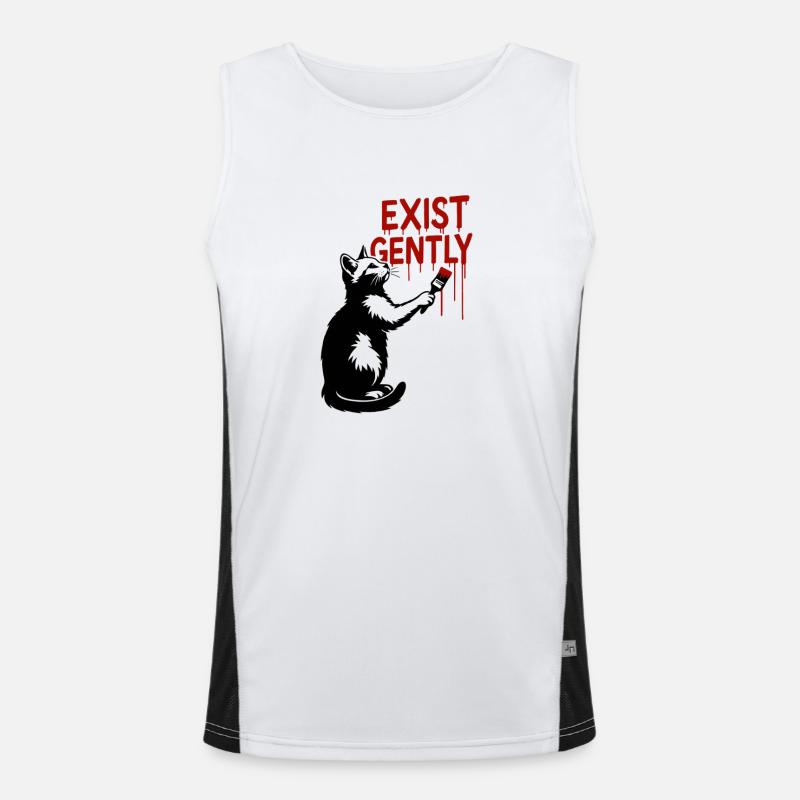 Existe doucement Cat Print Débardeur respirant contrasté Homme 
