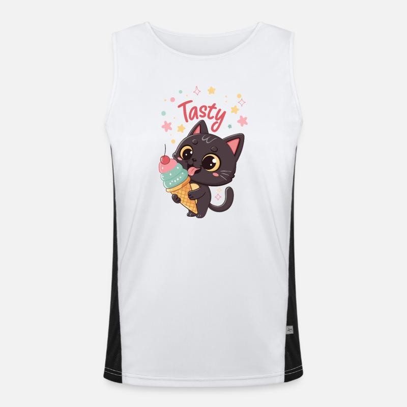Chat gourmand et crème glacée Men's Functional Contrast Tank Top 