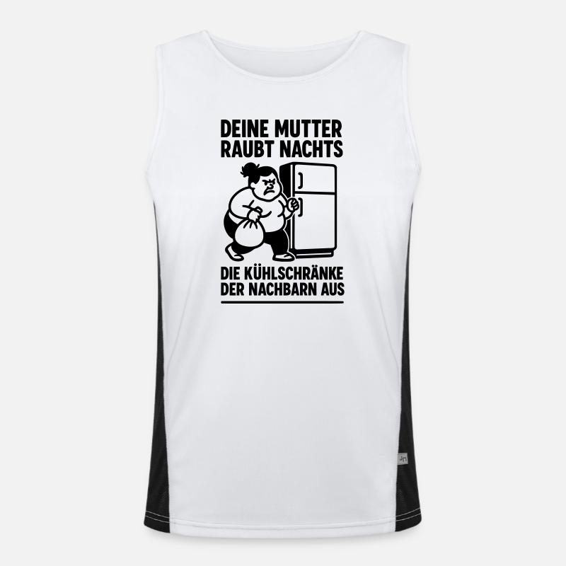 deine mutter witz kühschrank Funktionelles Kontrast-Tank Top für Männer 