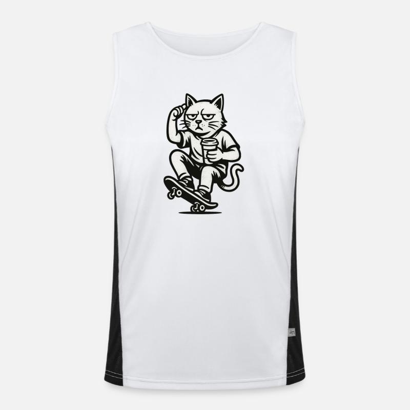 Grimmiger Skate-Kater Funktionelles Kontrast-Tank Top für Männer 