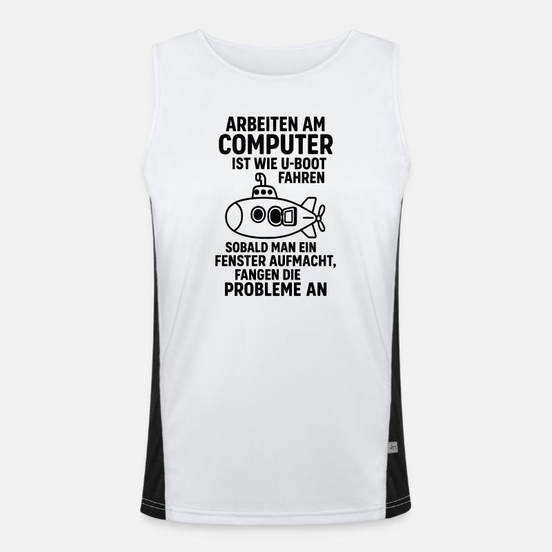 Computer Joke Problems Open Window Submarine - Men's Functional Contrast Tank Top  - white/black