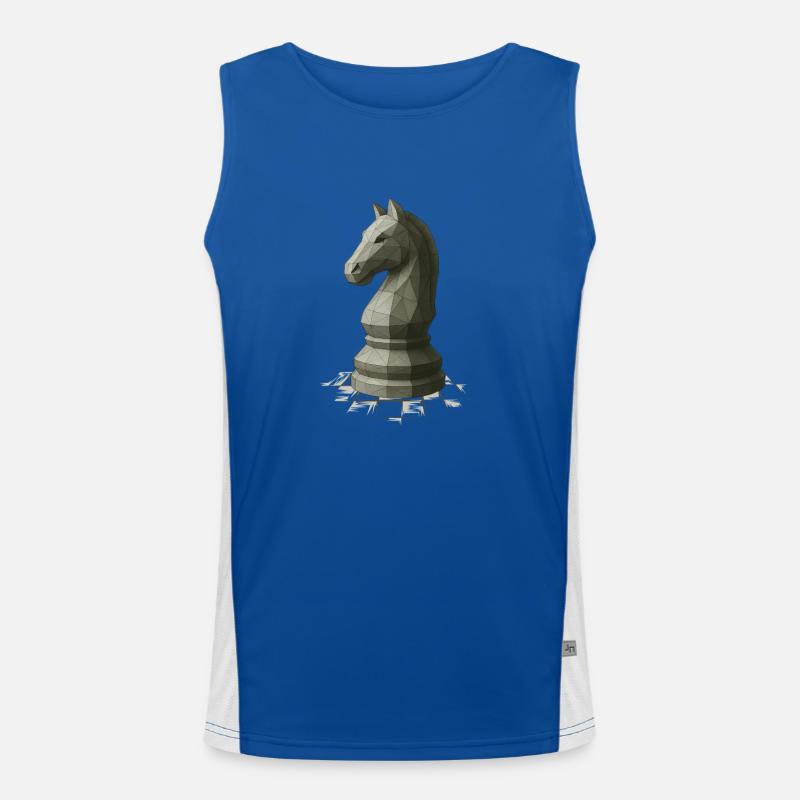 Low Poly Chess Knight Design Men's Functional Contrast Tank Top 