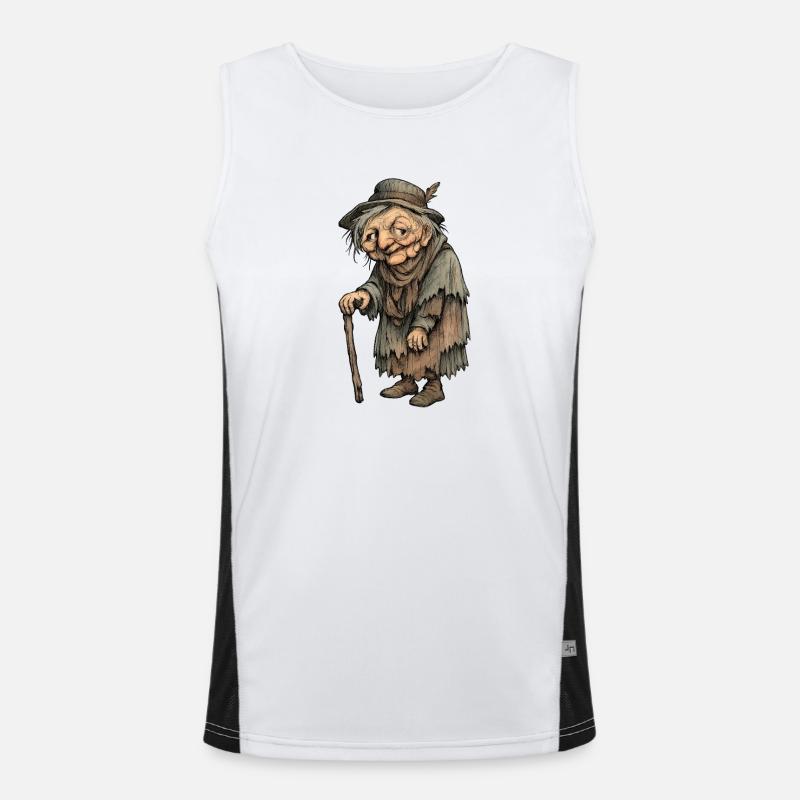 Wandelnde Alte mit Knarrstock Funktionelles Kontrast-Tank Top für Männer 
