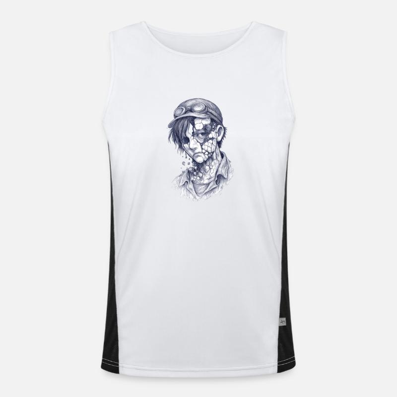 Decayed mechanic| Surreal Zomie Boy Men's Functional Contrast Tank Top 