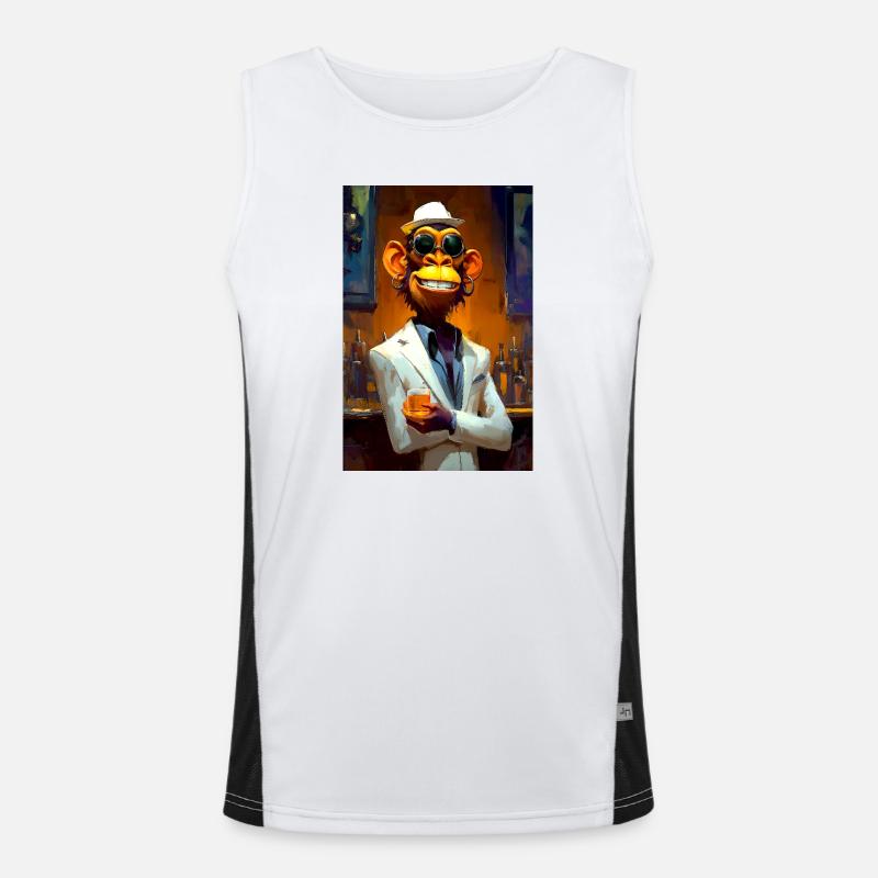 Monkey in suit at bar Men's Functional Contrast Tank Top 