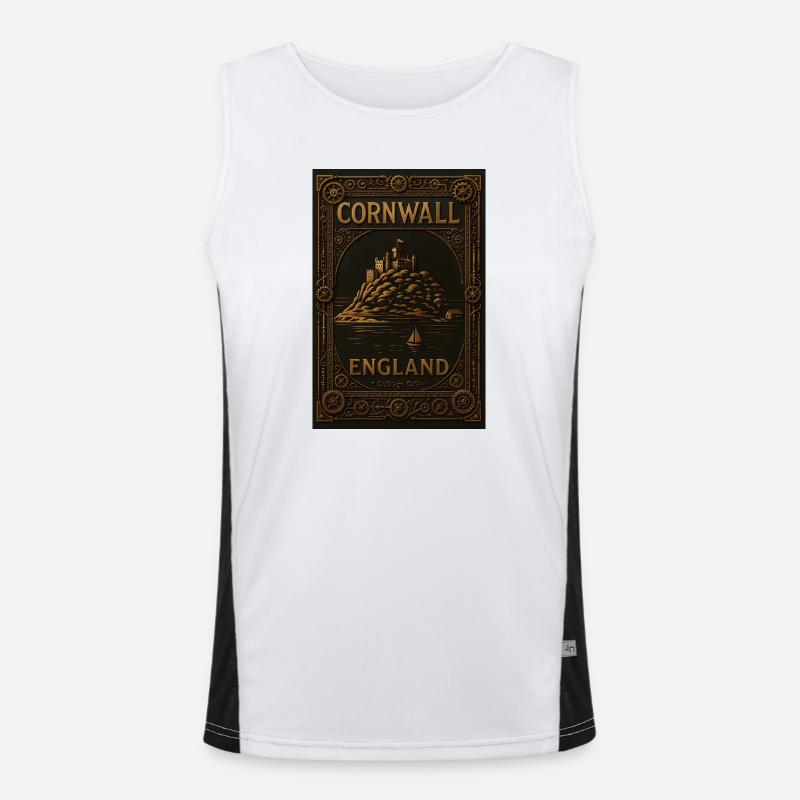 Cornwall Angleterre – Affiche de voyage Steampunk Débardeur respirant contrasté Homme 