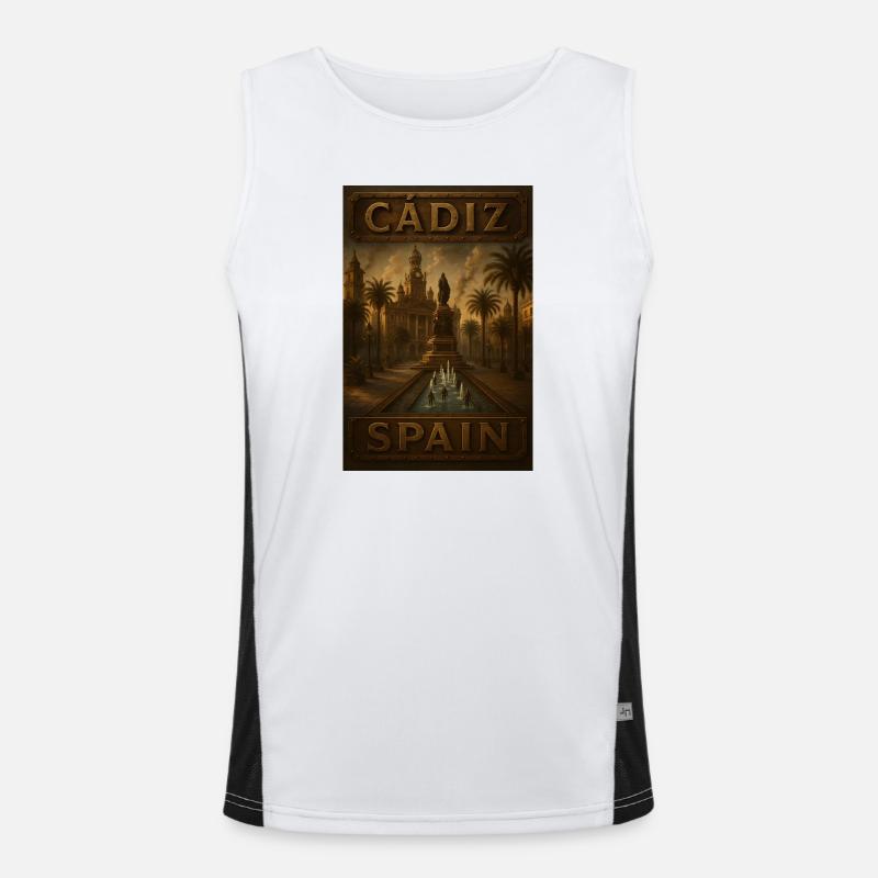 Cádiz Spanien – Steampunk Bronze Reiseposter Funktionelles Kontrast-Tank Top für Männer 