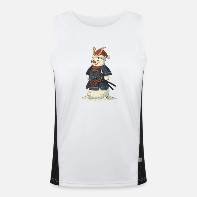 Samurai Snowman – Winterkrieger mit Herz Funktionelles Kontrast-Tank Top für Männer 