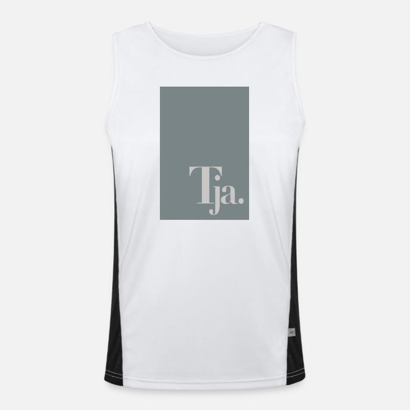Typografisches Poster „Tja.“ Funktionelles Kontrast-Tank Top für Männer 