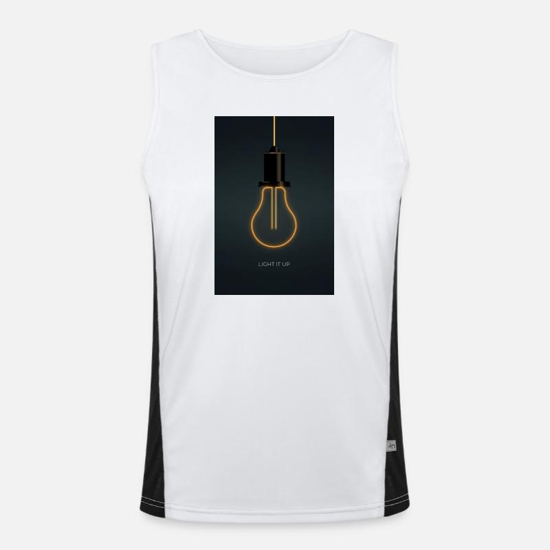 Light it up – Modernes Neon Poster in Warm Orange Funktionelles Kontrast-Tank Top für Männer 